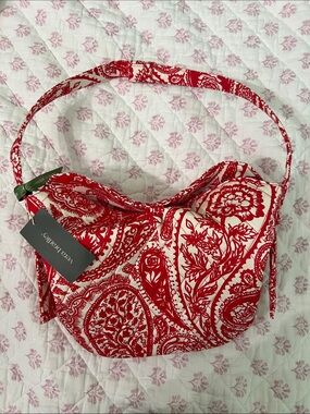 Vera Bradley Red and Cream Paisley Shoulder Bag